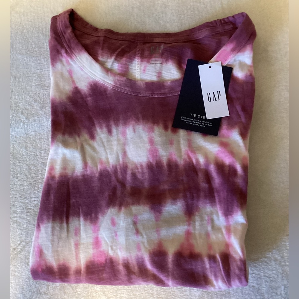 GAP Women's Tie-Dye Top - Purple and White
